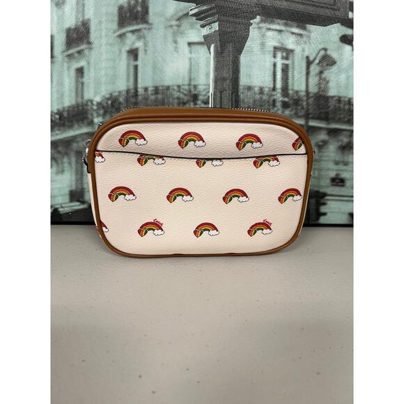 Coach CJ647 Mini Jamie Camera Bag Crossbody With Rainbow Print Chalk Multi - Picture 2 of 9